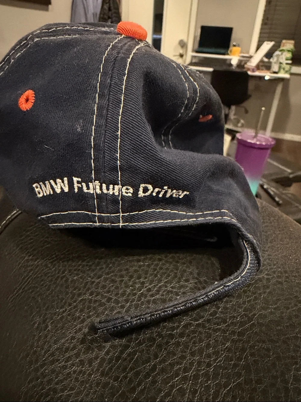 BMW Navy and Orange Boys Baseball Cap with Logo Patch.
